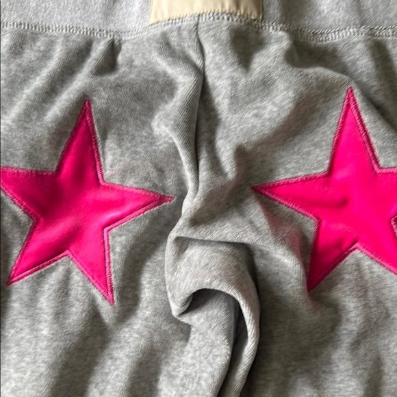 Babble and Goose Gray Track Pants with Pink Stars - Picture 3 of 6
